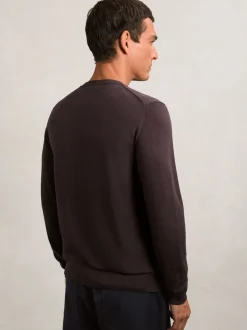 Reiss Dark Bordeaux Wessex Merino Wool Crew Neck Jumper