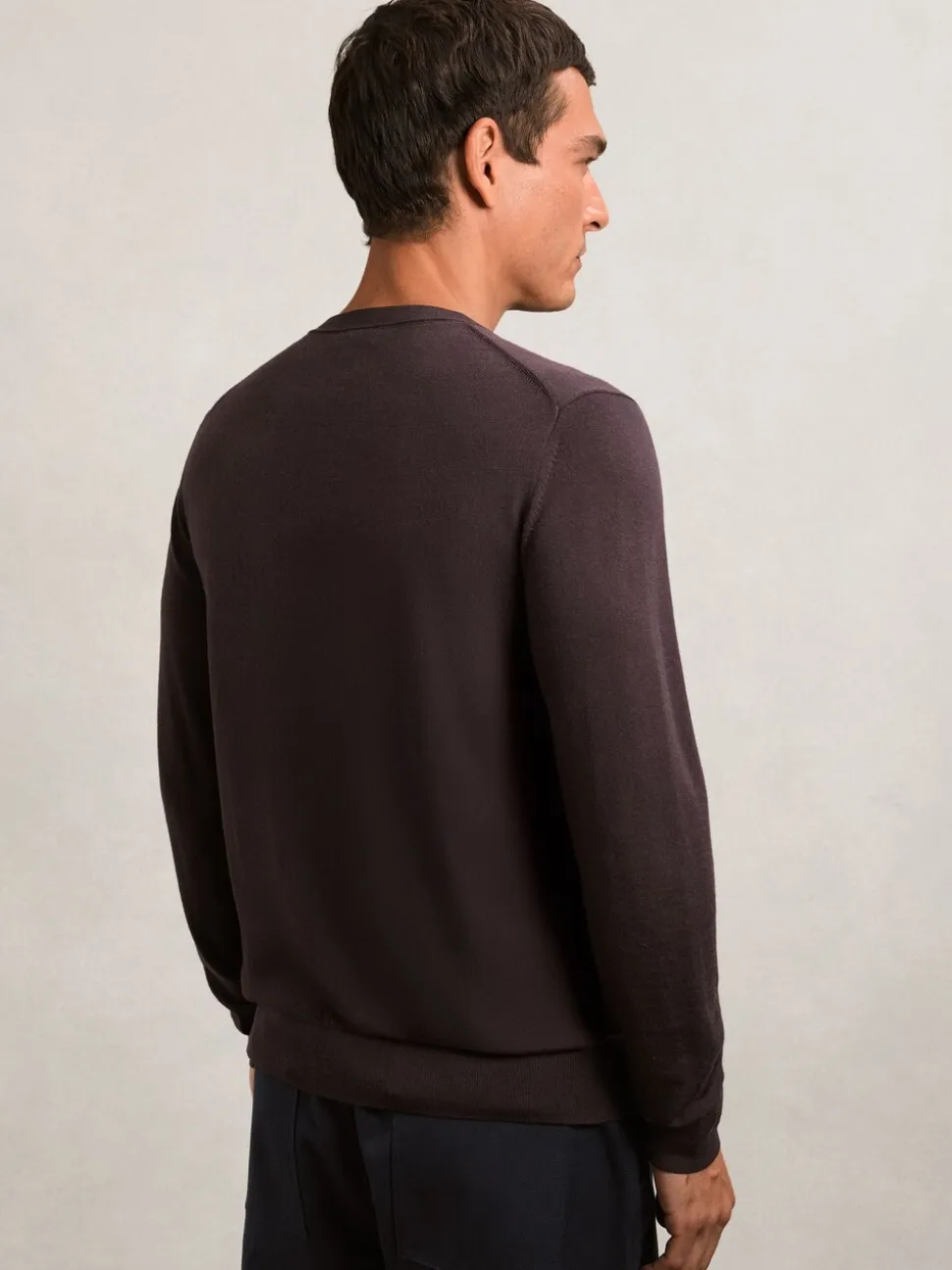 Reiss Dark Bordeaux Wessex Merino Wool Crew Neck Jumper