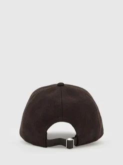 Reiss Dark Brown Abel Monogram Appliqué Wool-Blend Cap
