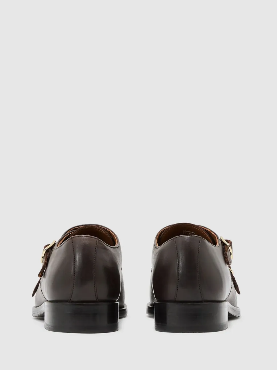 Reiss Dark Brown Amalfi Leather Double Monk Strap Shoes