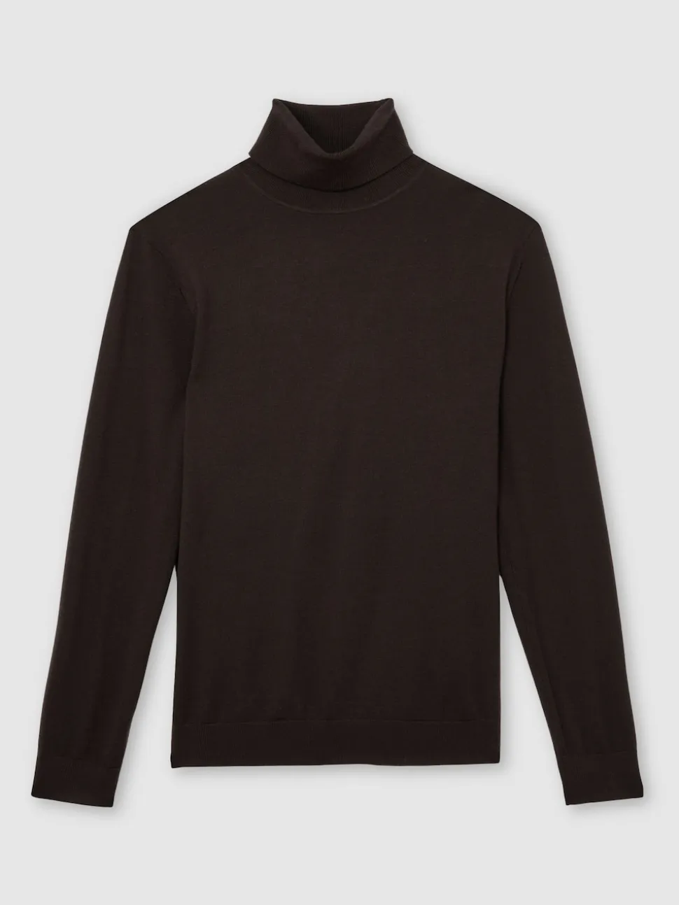 Reiss Dark Brown Caine Slim Fit Merino Wool Roll Neck Jumper