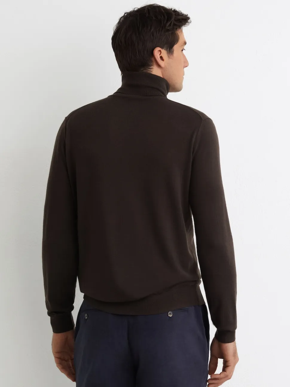 Reiss Dark Brown Caine Slim Fit Merino Wool Roll Neck Jumper