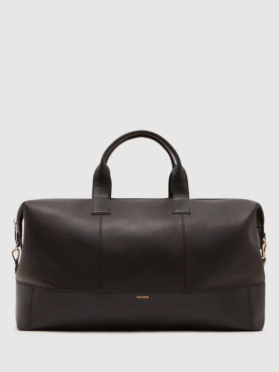 Reiss Dark Brown Colton Micro-Grain Leather Weekend Bag