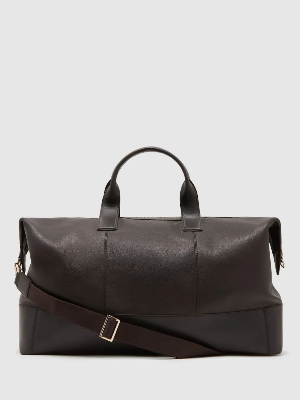 Reiss Dark Brown Colton Micro-Grain Leather Weekend Bag