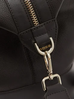 Reiss Dark Brown Colton Micro-Grain Leather Weekend Bag