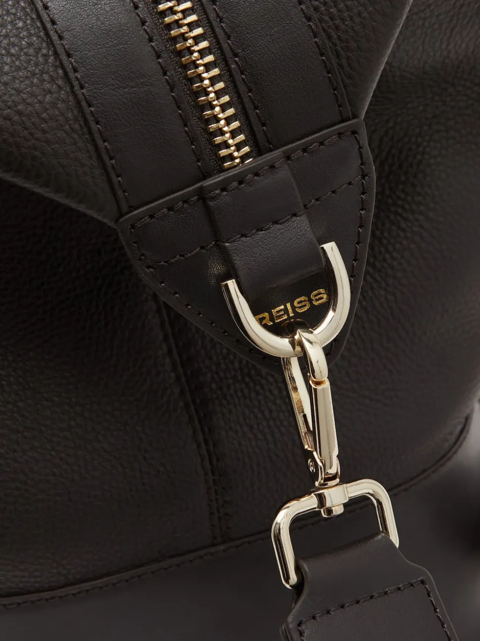 Reiss Dark Brown Colton Micro-Grain Leather Weekend Bag