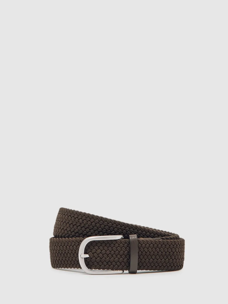 Reiss Dark Brown Elmont Basket Weave Belt