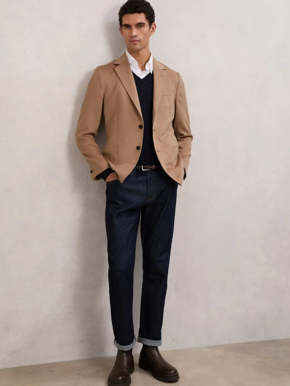 Reiss Dark Brown Huxley Leather Chelsea Boots