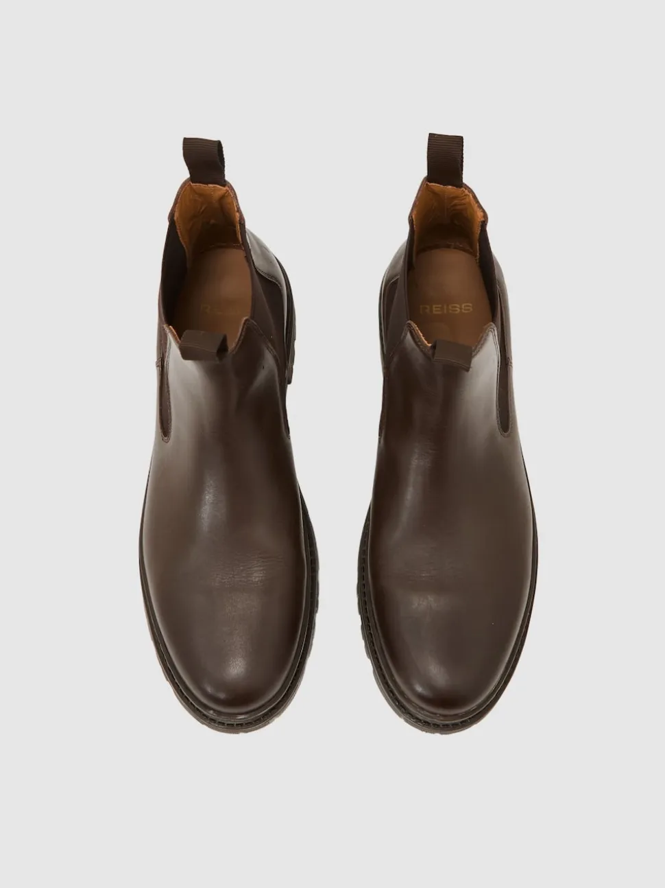Reiss Dark Brown Huxley Leather Chelsea Boots