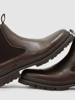 Reiss Dark Brown Huxley Leather Chelsea Boots