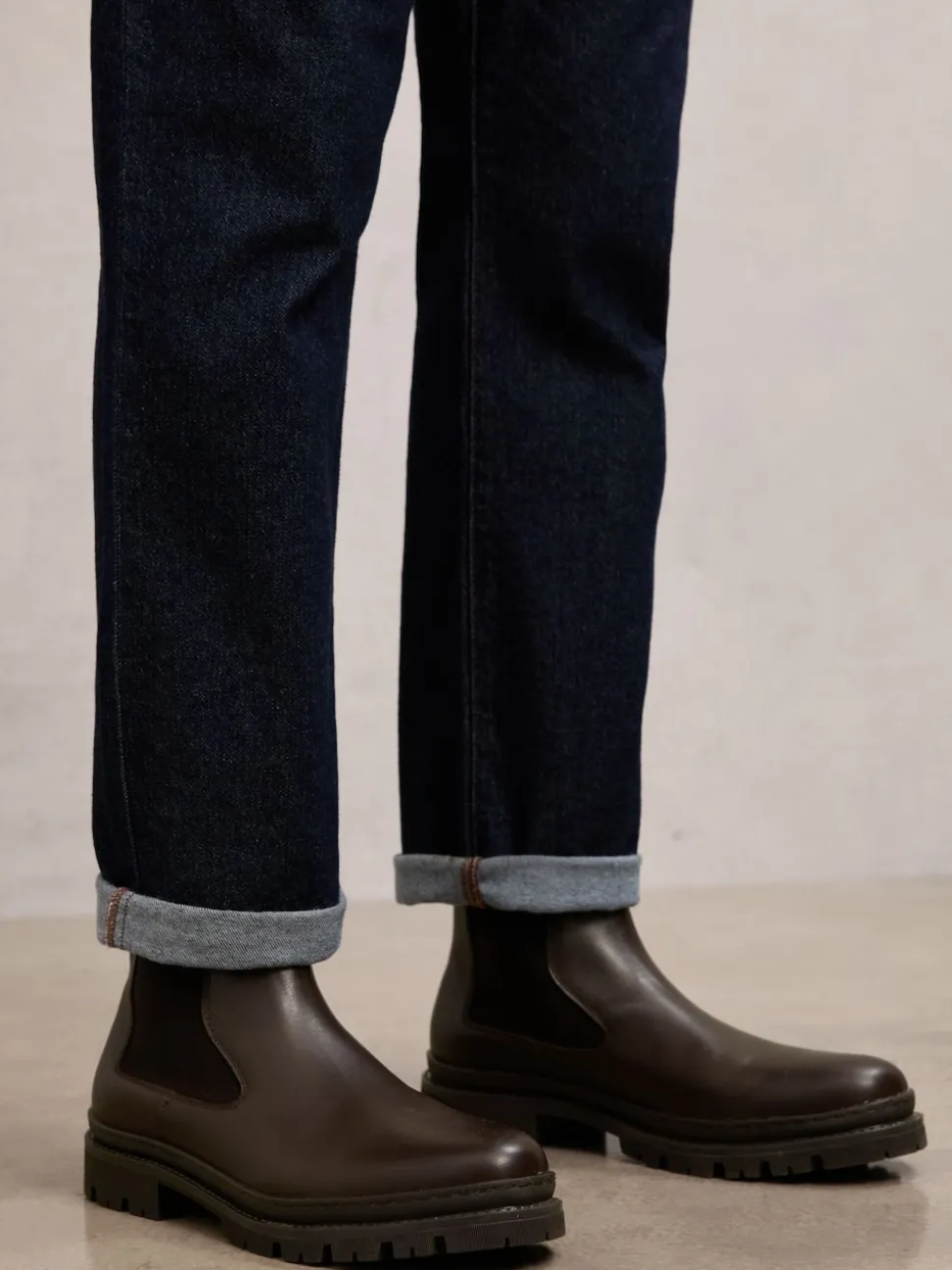 Reiss Dark Brown Huxley Leather Chelsea Boots