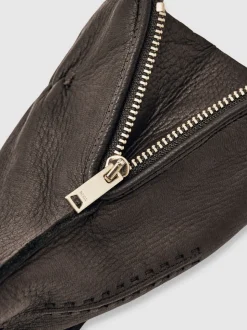 Reiss Dark Brown Iowa Leather Zip-Side Gloves