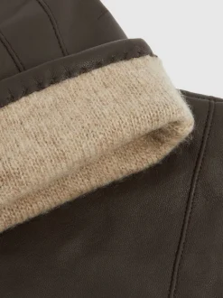 Reiss Dark Brown Monty Nappa Leather Gloves