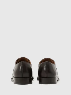 Reiss Dark Brown Rice Leather Lace Up Oxford Shoes
