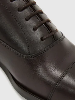 Reiss Dark Brown Rice Leather Lace Up Oxford Shoes