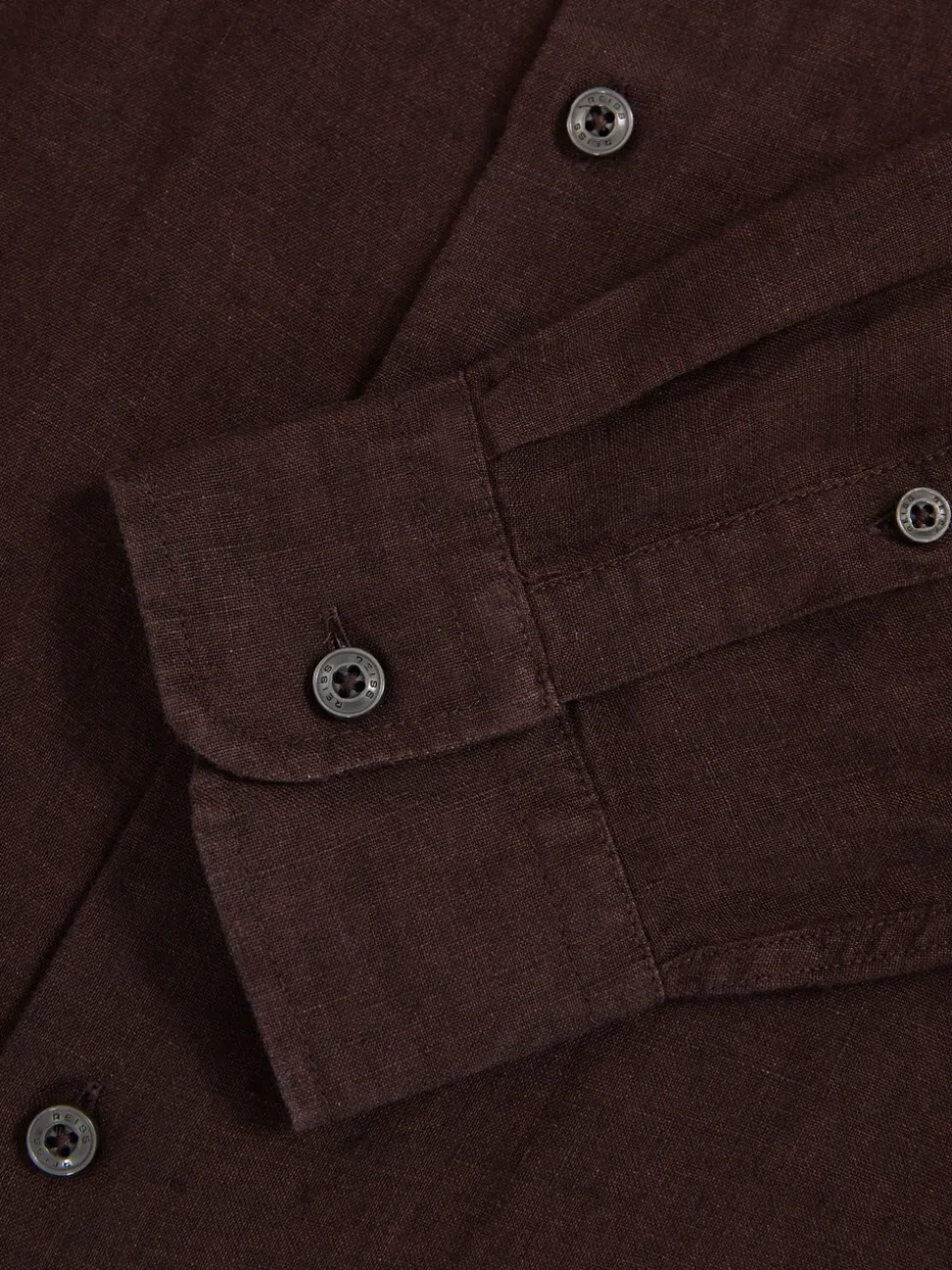 Reiss Dark Brown Ruban Linen Cutaway-Collar Regular-Fit Shirt