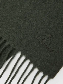 Reiss Dark Military Green Picton Wool-Cashmere Script-Logo Scarf