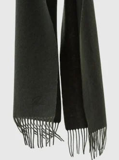 Reiss Dark Military Green Picton Wool-Cashmere Script-Logo Scarf