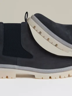 Reiss Dark Navy Garry Suede Contrast Sole Chelsea Boots