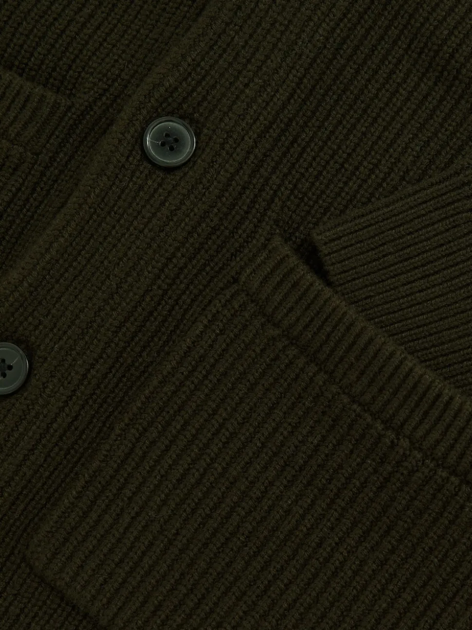 Reiss Dark Olive Green Cannon Shawl-Collar Cardigan With Wool