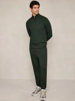 Reiss Dark Sage Green Premier Stretch-Jersey Tailored Joggers