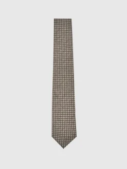 Reiss Dark Sage Multi Nicolo Micro-Square Print Tie With Wool
