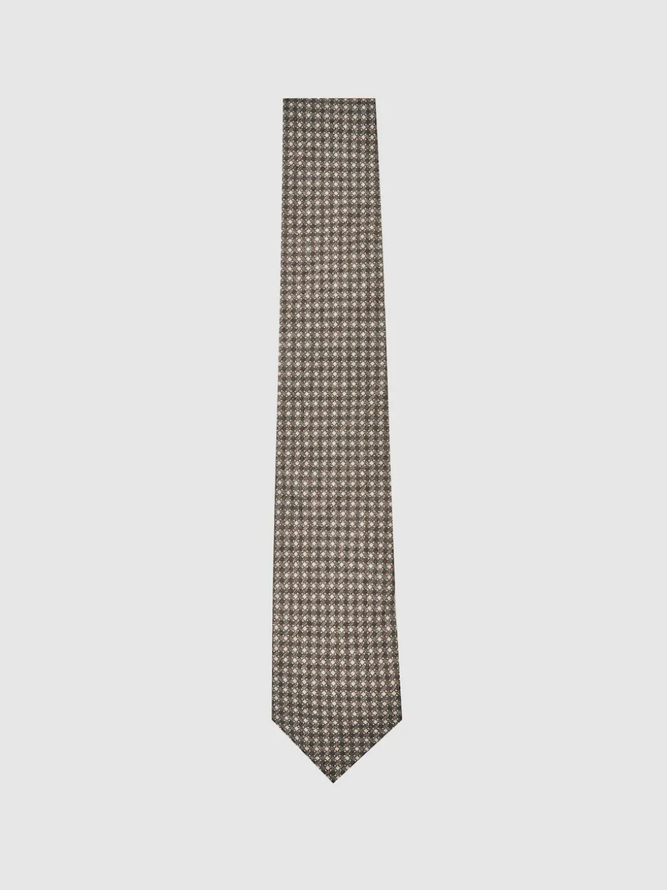 Reiss Dark Sage Multi Nicolo Micro-Square Print Tie With Wool
