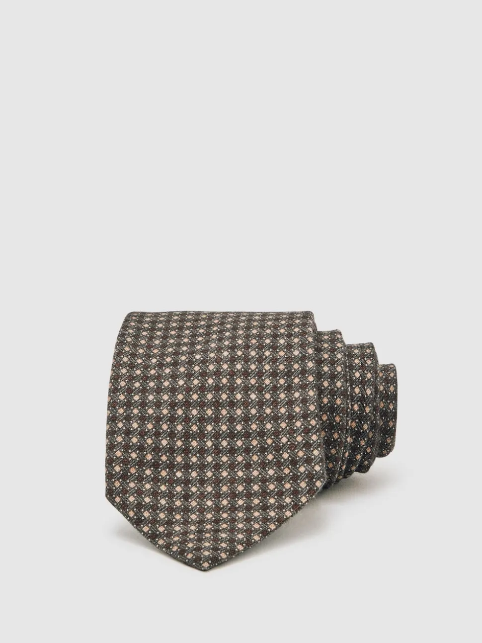 Reiss Dark Sage Multi Nicolo Micro-Square Print Tie With Wool