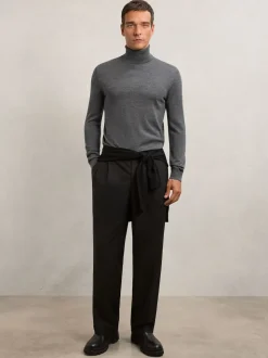 Reiss Derby Grey Marl Caine Slim Fit Merino Wool Roll Neck Jumper