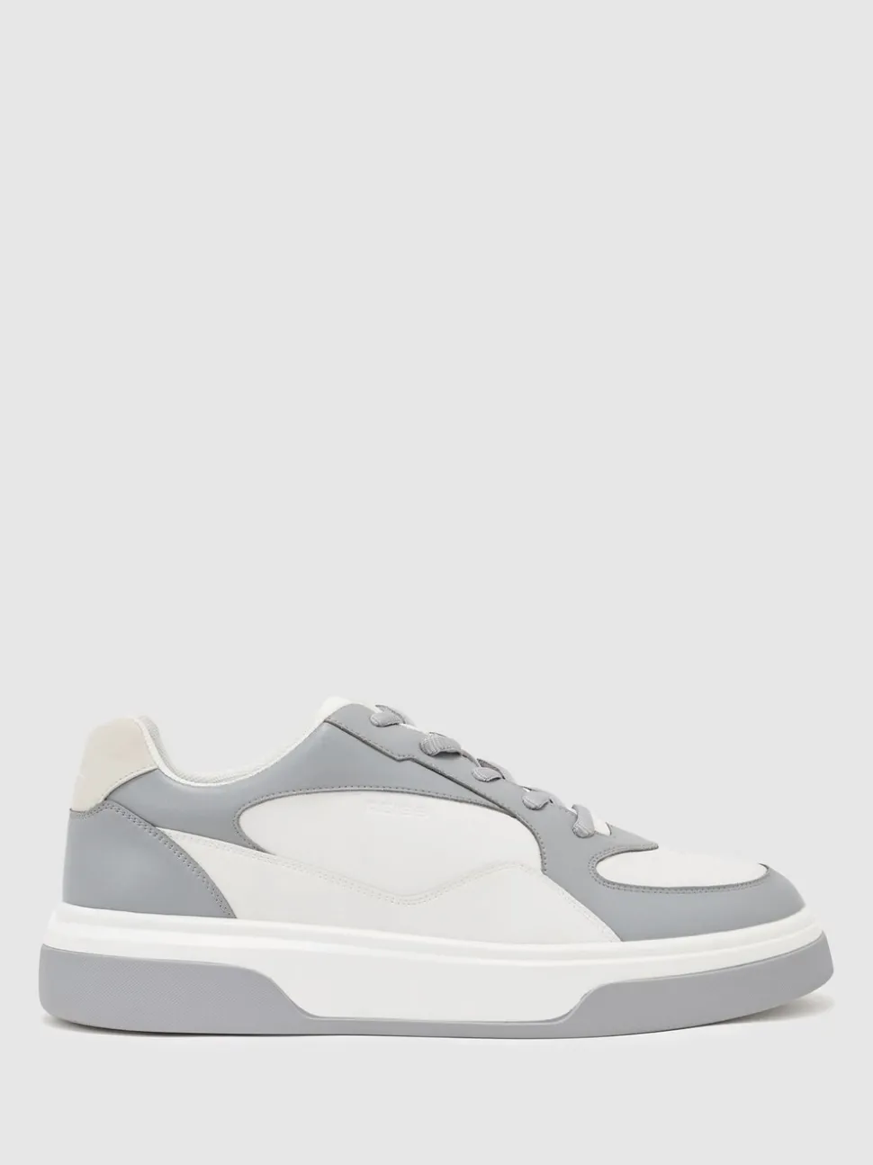 Reiss Dusty Blue/White Cast Bonded-Leather Chunky Sole Trainers