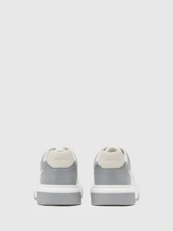 Reiss Dusty Blue/White Cast Bonded-Leather Chunky Sole Trainers