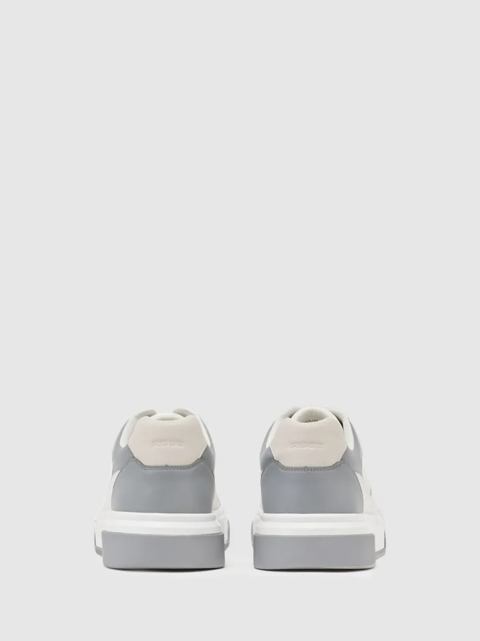 Reiss Dusty Blue/White Cast Bonded-Leather Chunky Sole Trainers