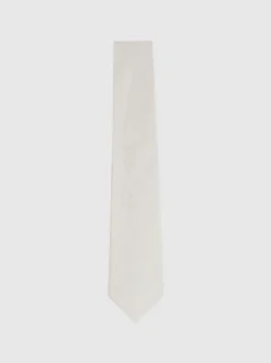 Reiss Ecru Elio Linen Textured Tie