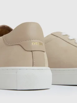 Reiss Ecru Finley Nubuck Nubuck Leather Lace-Up Trainers