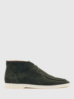 Reiss Forest Green Loftus Suede Lace-Up Chukka Boots