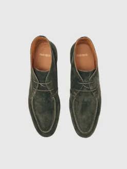Reiss Forest Green Loftus Suede Lace-Up Chukka Boots