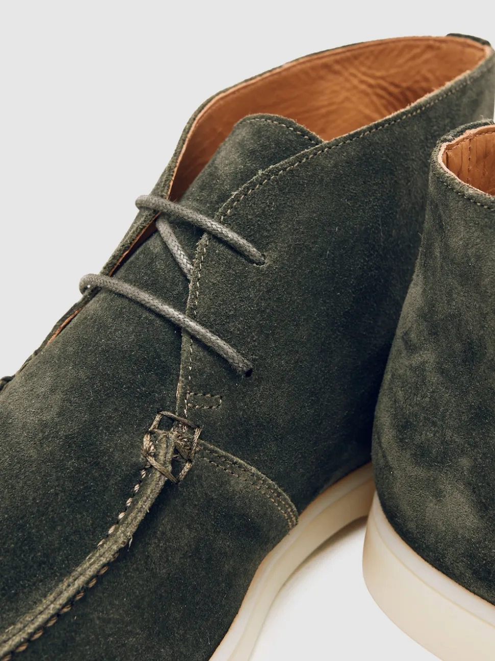 Reiss Forest Green Loftus Suede Lace-Up Chukka Boots