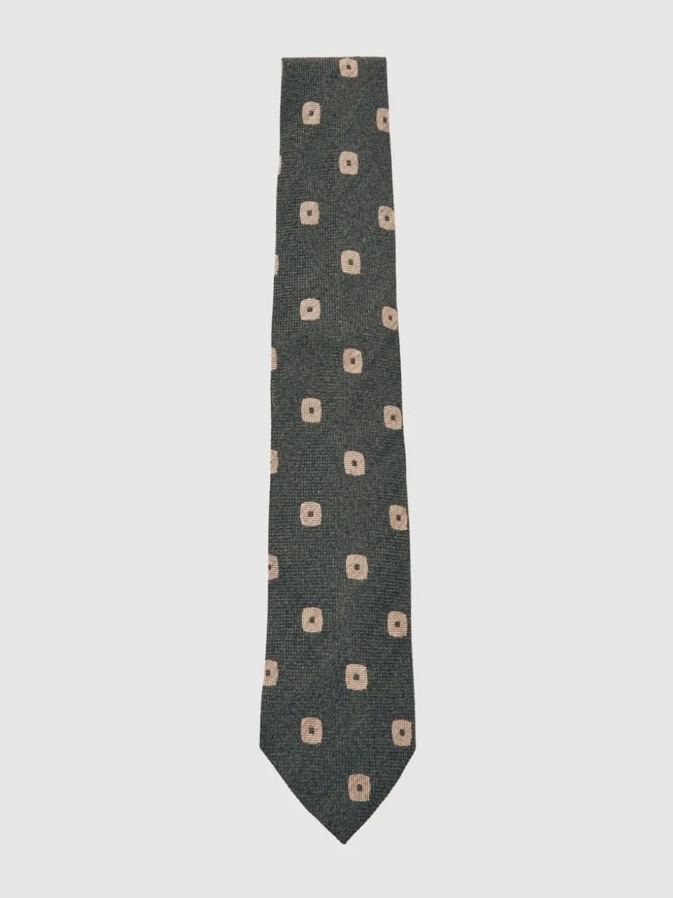 Reiss Forest Green Marco Silk-Wool Square-Medallion Tie