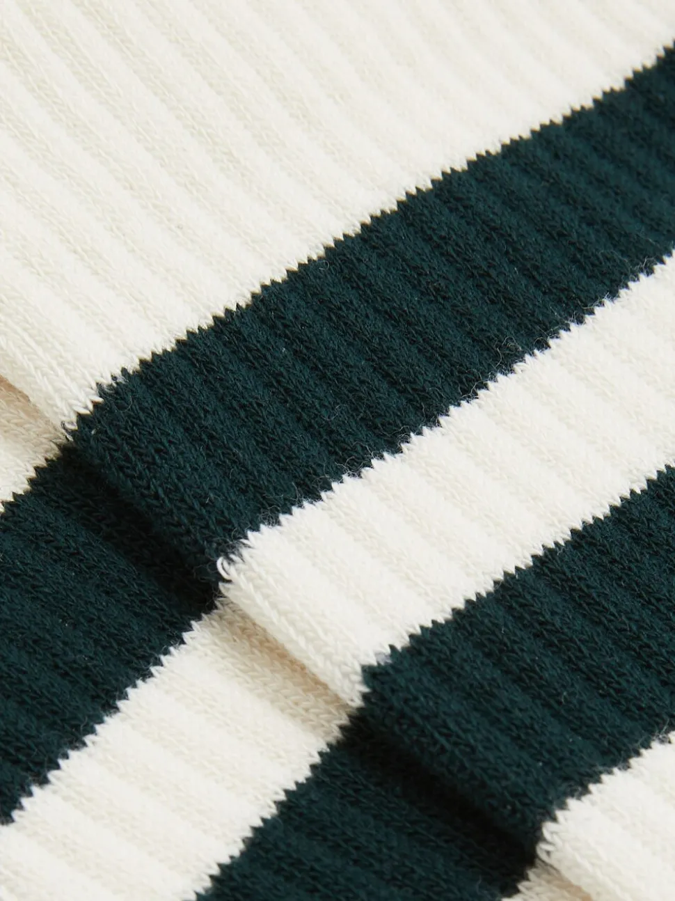 Reiss Forest Green/Ecru Henman Cotton-Blend Double-Stripe Socks