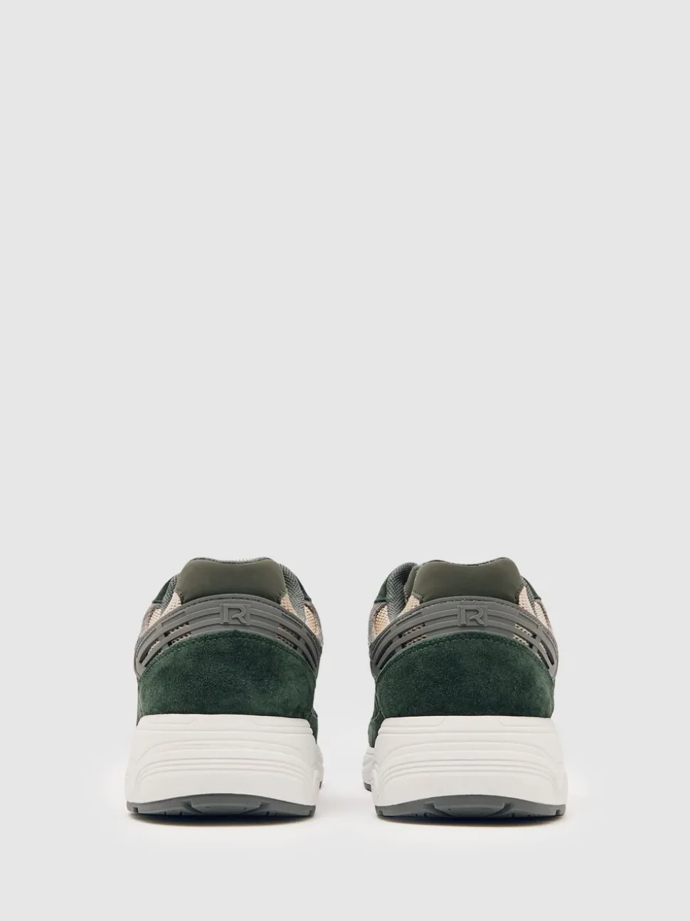 Reiss Forest Green/Stone Nido Panelled Running Trainers