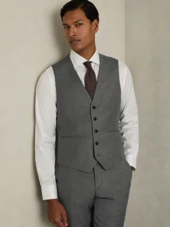 Reiss Grey Aspire Slim-Fit Wool Suit Waistcoat