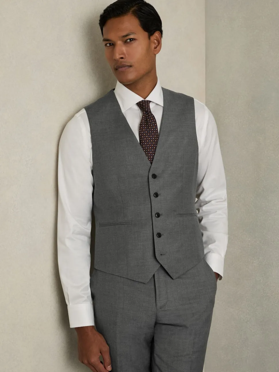 Reiss Grey Aspire Slim-Fit Wool Suit Waistcoat
