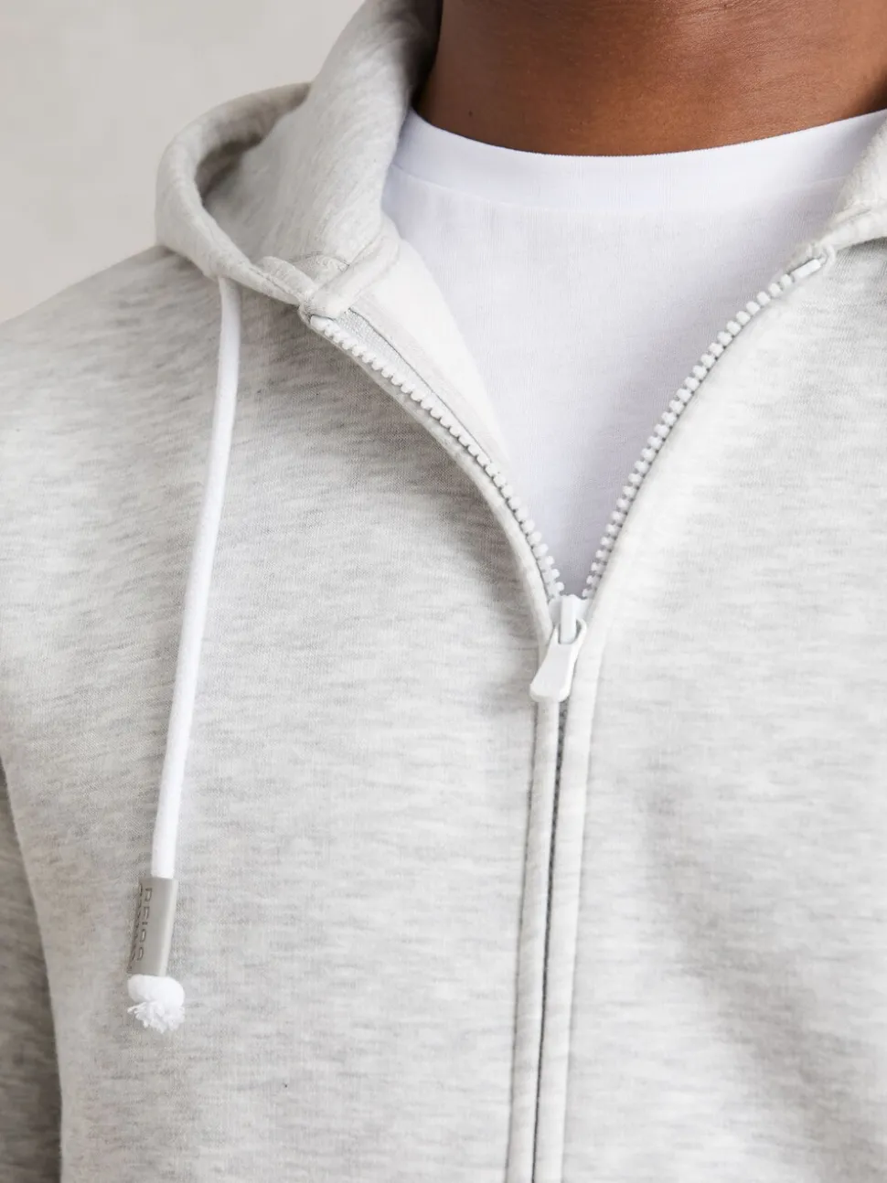 Reiss Grey Howel Cotton-Blend Zip-Through Hoodie