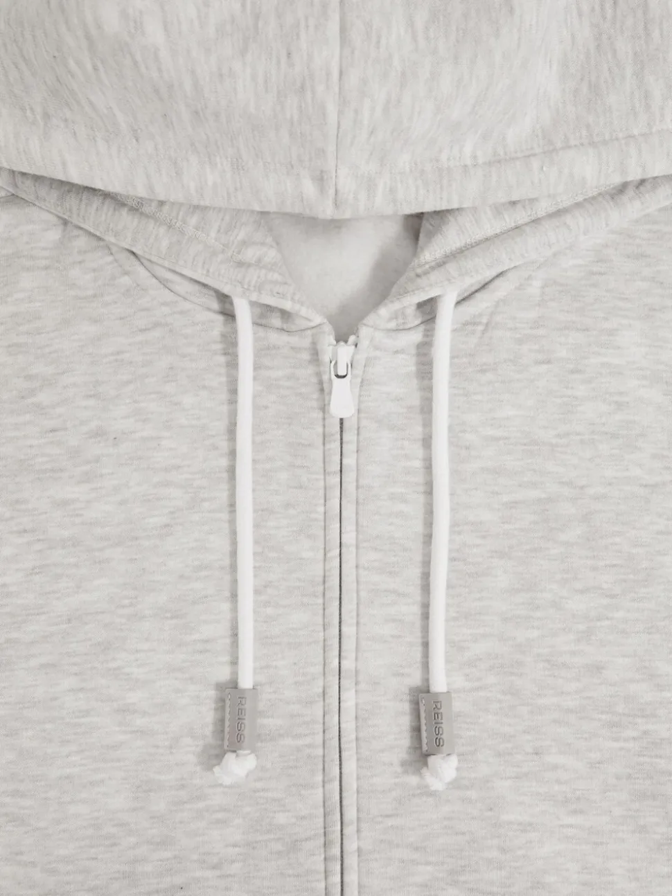 Reiss Grey Howel Cotton-Blend Zip-Through Hoodie