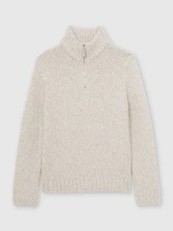 Reiss Grey Marl Seb Marled Half-Zip Knitted Jumper with Wool