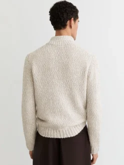 Reiss Grey Marl Seb Marled Half-Zip Knitted Jumper with Wool