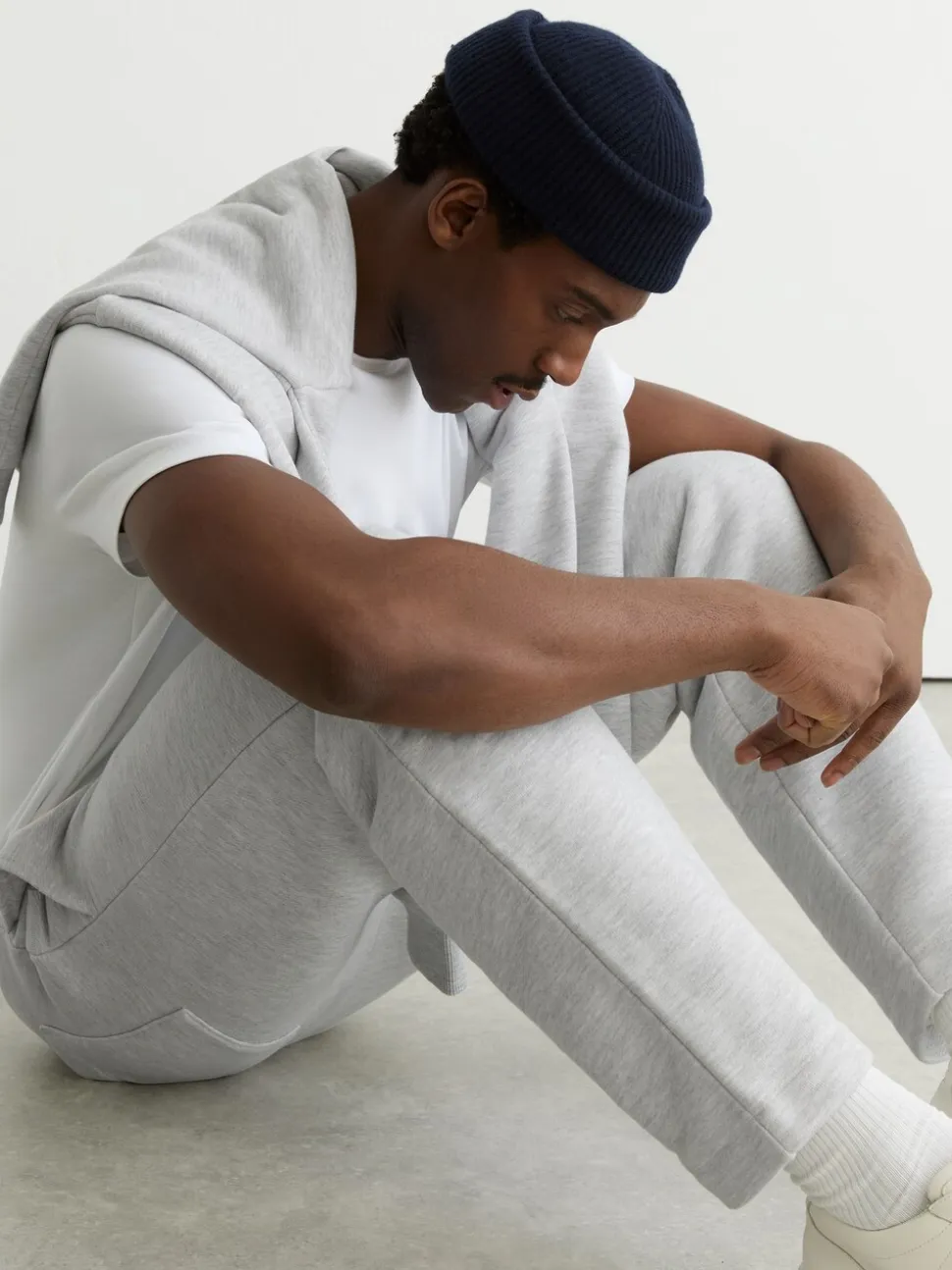 Reiss Grey Melange Tanner Cotton-Blend Heavyweight Joggers