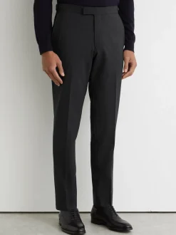 Reiss Grey Promise Wool-Blend Tailored-Fit Suit Trousers