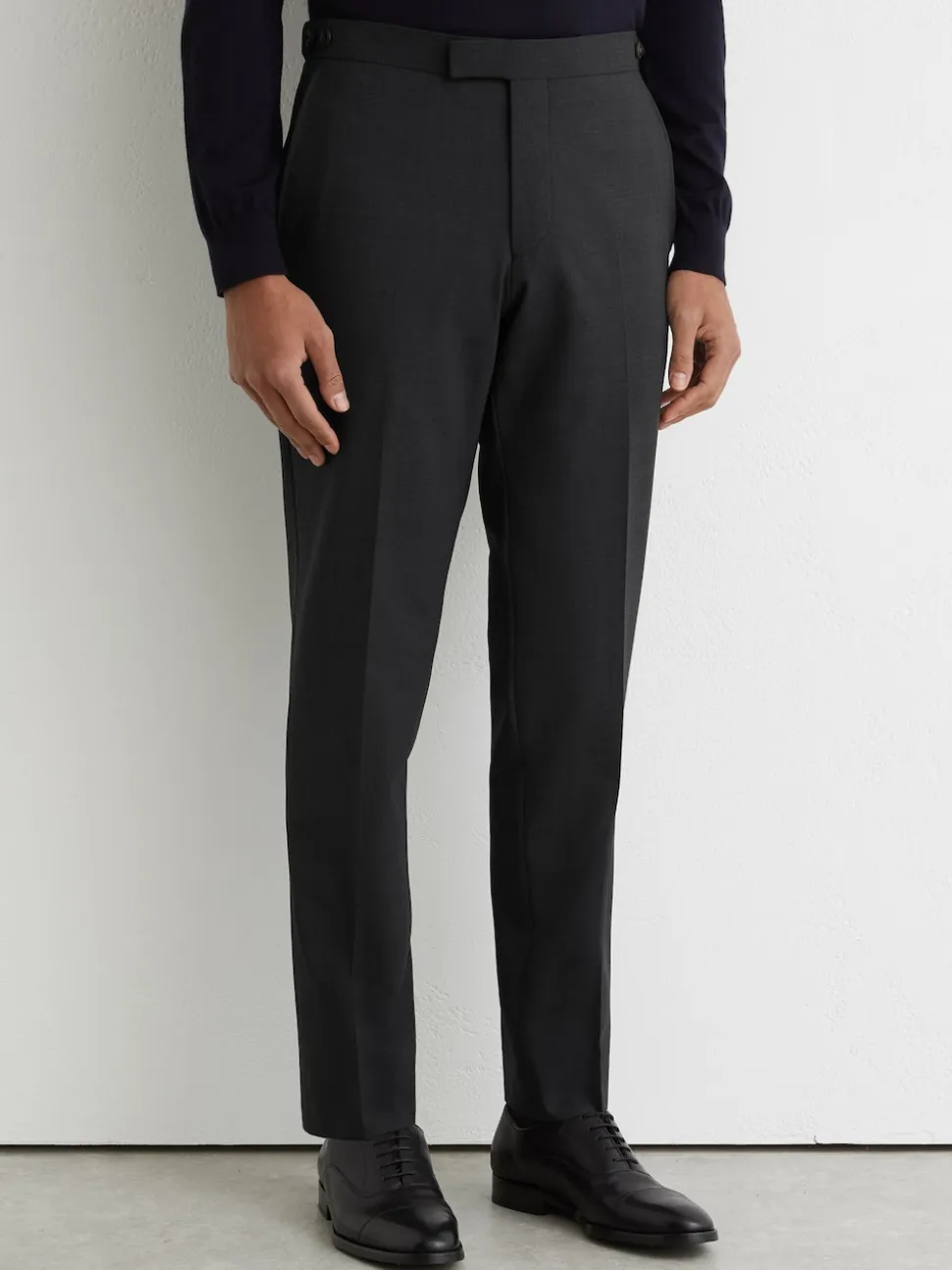 Reiss Grey Promise Wool-Blend Tailored-Fit Suit Trousers