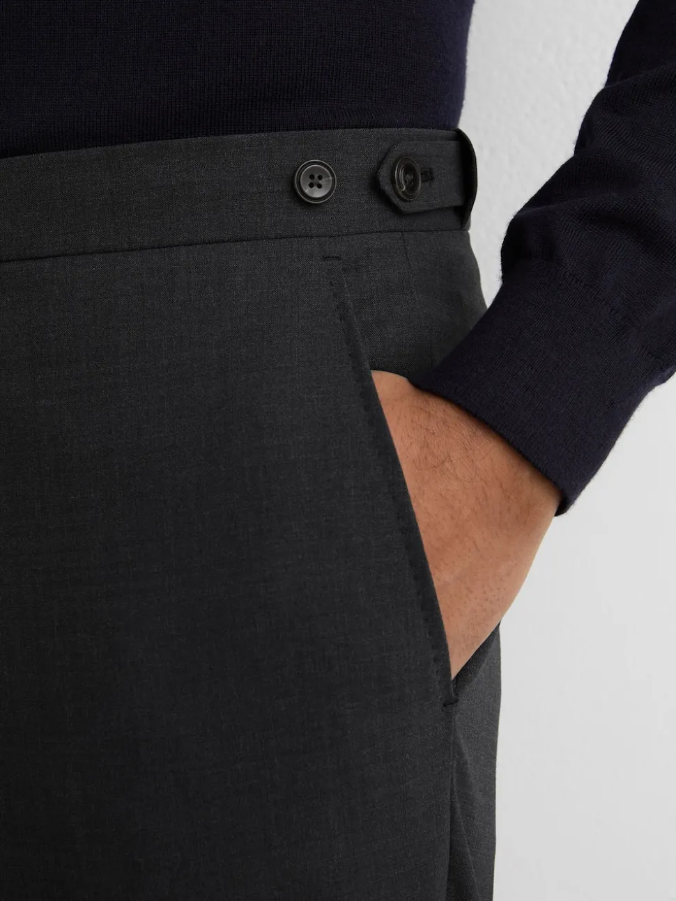 Reiss Grey Promise Wool-Blend Tailored-Fit Suit Trousers